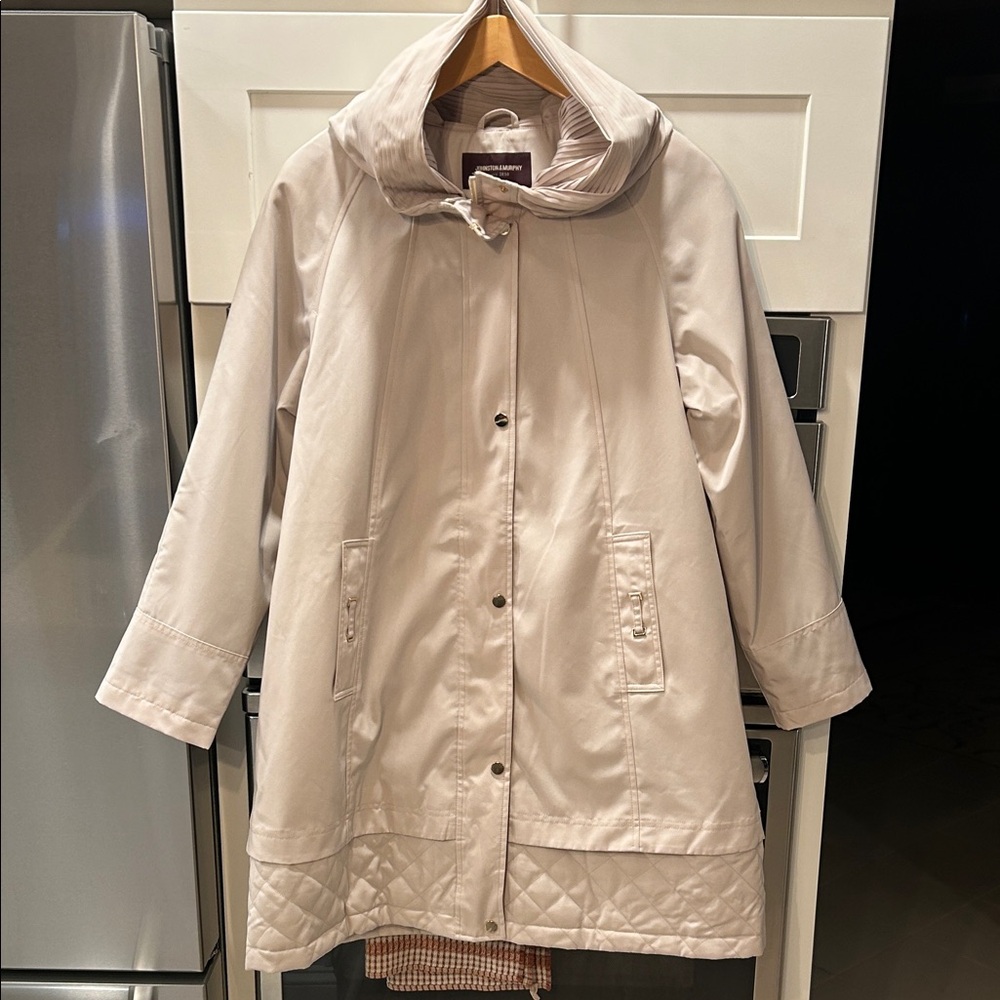 Johnston & Murphy Light Beige Hooded Trench Coat